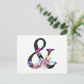 Black Floral Modern Ampersand Chic Bewaar de datum Aankondigingskaart (Staand voorkant)