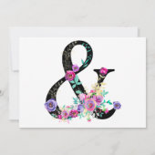 Black Floral Modern Ampersand Chic Spring Wedding Kaart (Achterkant)