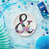 Black Floral Modern Ampersand Chic Spring Wedding Papieren Bordje (Feest)