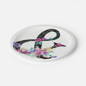 Black Floral Modern Ampersand Chic Spring Wedding Papieren Bordje (Gekanteld)