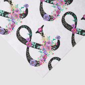 Black Floral Modern Ampersand Chic Spring Wedding Tissuepapier (Detail)
