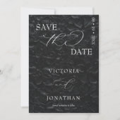 Black Floral Modern Elegant Save the Date (Voorkant)