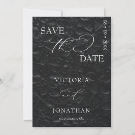 Black Floral Modern Elegant Save the Date