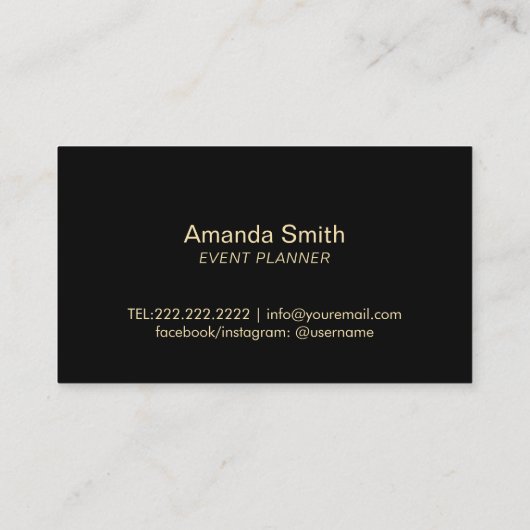 Black Floral Modern Stripes Event Planner Stylist Visitekaartje (Achterkant)