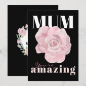 Black Floral Moederdag Holiday Kaart (Voorkant / Achterkant)