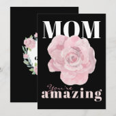 Black Floral Moederdag Holiday Kaart (Voorkant / Achterkant)