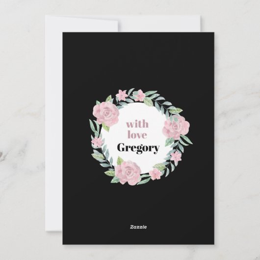 Black Floral Moederdag Holiday Kaart (Achterkant)