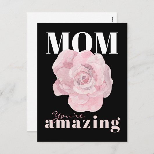Black Floral Moederdag Holiday Post Kaart (Voorkant / Achterkant)