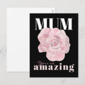 Black Floral Moederdag Holiday Post Kaart (Voorkant / Achterkant)