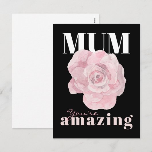 Black Floral Moederdag Holiday Post Kaart (Voorkant / Achterkant)
