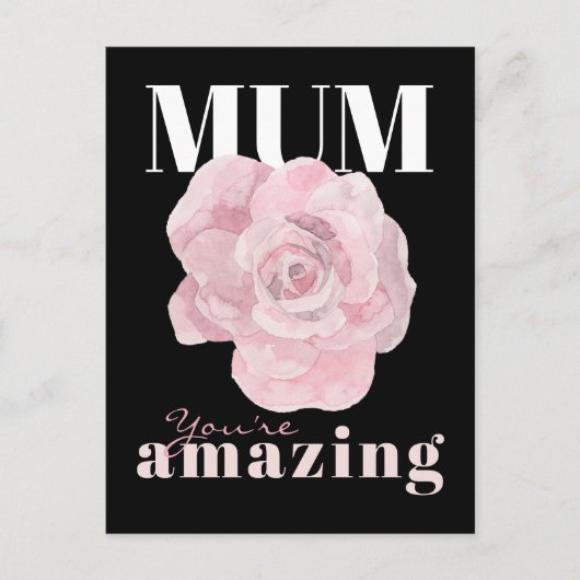 Black Floral Moederdag Holiday Post Kaart (Voorkant)