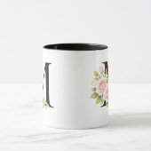 Black Floral Monogram M Mug Mok (Midden)