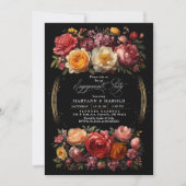 Black Floral Moody Botanische Chic Engagement Part Kaart (Voorkant)