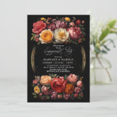 Black Floral Moody Botanische Chic Engagement Part Kaart (Staand voorkant)
