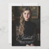 Black Floral Moody Botanische Chic Graduation Part Kaart (Achterkant)