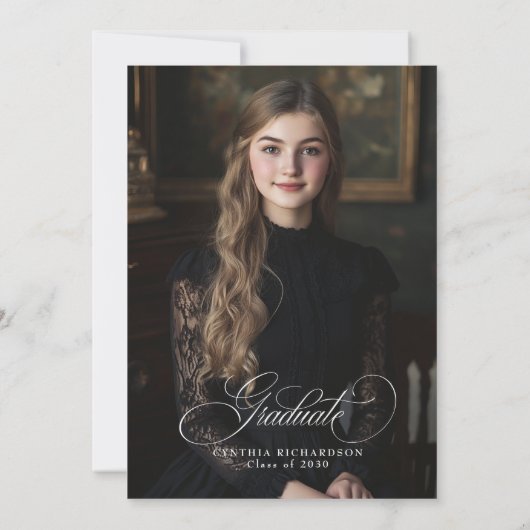 Black Floral Moody Botanische Chic Graduation Part Kaart (Achterkant)