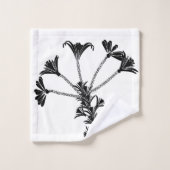 Black Floral on White Bath Towel Set Bad Handdoek (Wasdoekje)