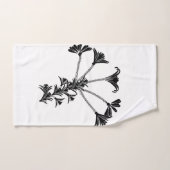 Black Floral on White Bath Towel Set Bad Handdoek (Handdoek)