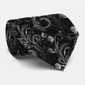 Black Floral Paisley Lacework Pattern Stropdas (Opgerold)