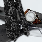 Black Floral Paisley Lacework Pattern Stropdas