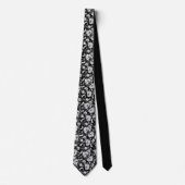 Black Floral Pattern Custom Necktie Stropdas (Voorkant)