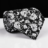 Black Floral Pattern Custom Necktie Stropdas