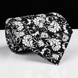 Black Floral Pattern Custom Necktie Stropdas