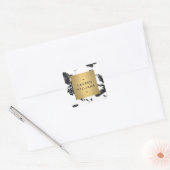 Black Floral Pattern gepersonaliseerd Vierkante Sticker (Envelop)