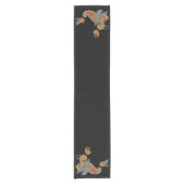 Black Floral Pattern Korte Tafelloper (Voorkant)