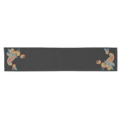 Black Floral Pattern Korte Tafelloper (Horizontaal)