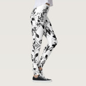 Black Floral Pattern on White Women's Workout Leggings (Rechts)