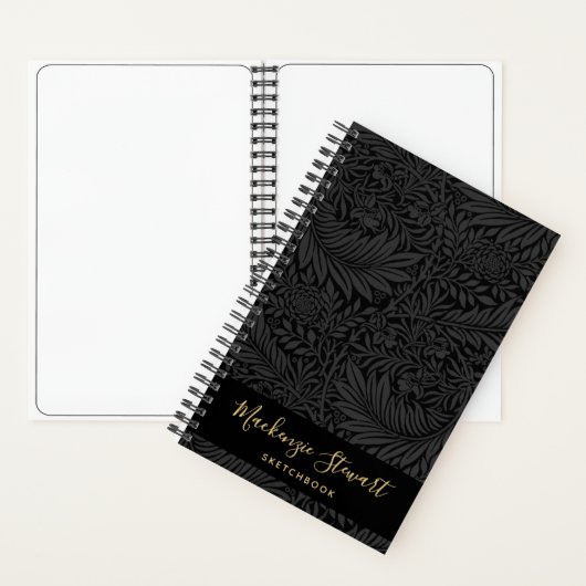 Black Floral Pattern Sketchbook Notitieboek (Binnen)