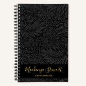 Black Floral Pattern Sketchbook Notitieboek (Voorkant)