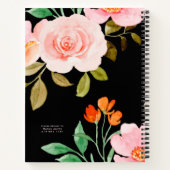 Black Floral Personalized Composition Journal Notitieboek (Achterkant)