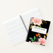 Black Floral Personalized Composition Journal Notitieboek (Binnen)