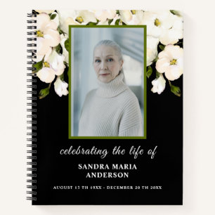 Black Floral Photo Memorial Guest Book Notitieboek