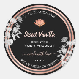 Black Floral Product Packaging Labels Roos Gold