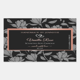 Black Floral Product Packaging Labels Roos Gold