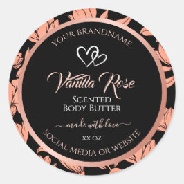 Black Floral Product Packaging Labels Roos Gold