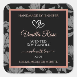 Black Floral Product Packaging Labels Roos Gold