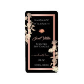 Black Floral Product Packaging Labels Roos Gold (Voorkant)