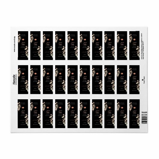 Black Floral Roos Gold Product Packaging Labels & (Full Sheet)