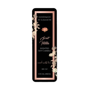 Black Floral Roos Gold Product Packaging Labels &