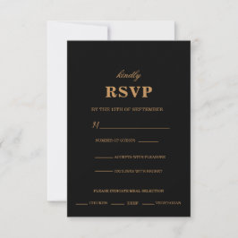 Black Floral RSVP Wedding Invitation Kaart Meal