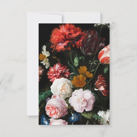 Black Floral RSVP Wedding Invitation Kaart Meal (Achterkant)