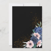 Black Floral rustic Gold elegant moderne bruiloft Kaart (Achterkant)