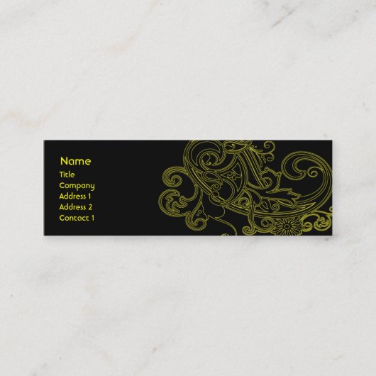 Black Floral - Skinny Mini Visitekaartje (Voorkant)