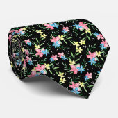 Black Floral Stropdas (Opgerold)