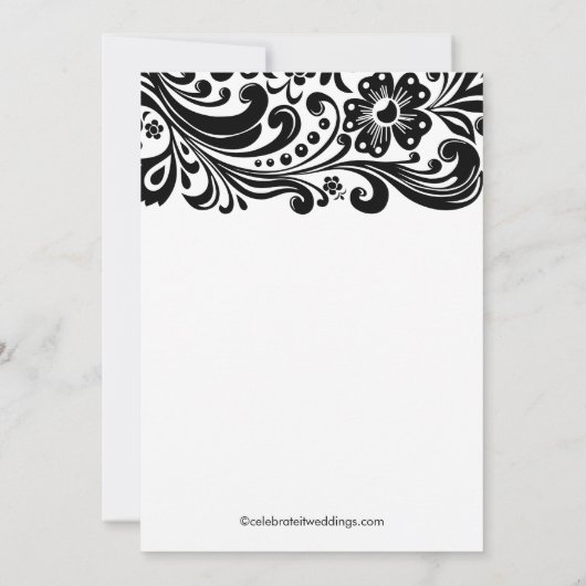 Black Floral Swirl Bridal Shower Innodiging Formel Kaart (Achterkant)