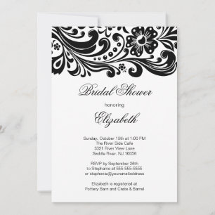 Black Floral Swirl Bridal Shower Innodiging Formel Kaart